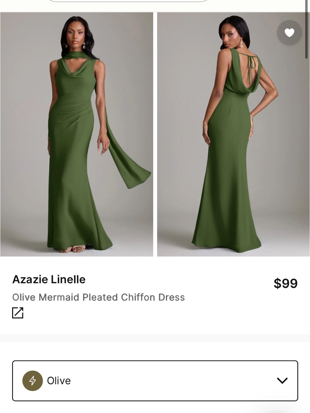 Azazie Linelle Olive Chiffon Dress